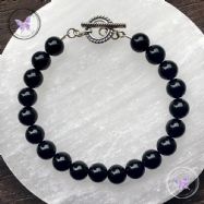 Black Onyx Healing Bracelet with Silver Toggle Clasp